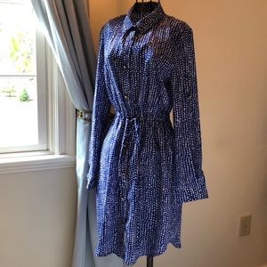 Blue & White brass button down dress
